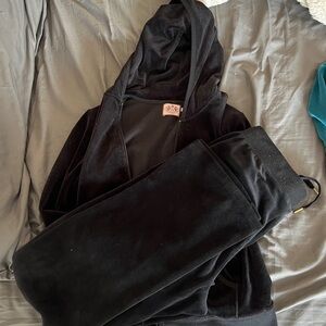 Juicy Couture Black Velour set sweater and pants